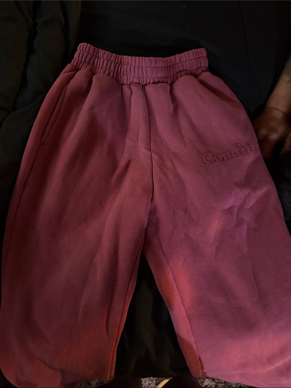 Comfort XS Embroidered Maroon Sweatpants